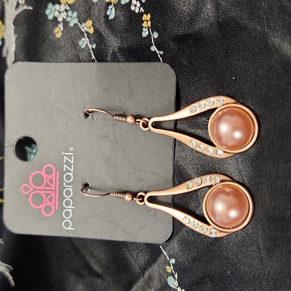 Paparazzi Copper Pearl Earrings